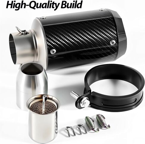 Motorcycle Exhaust, 2 inch Inlet Motorcycle Muffler, Slip On Muffler Exhaust with Mid Pipe, Fits Honda Kawasaki Z900 GSXR750 CBR650 more in Kuwait