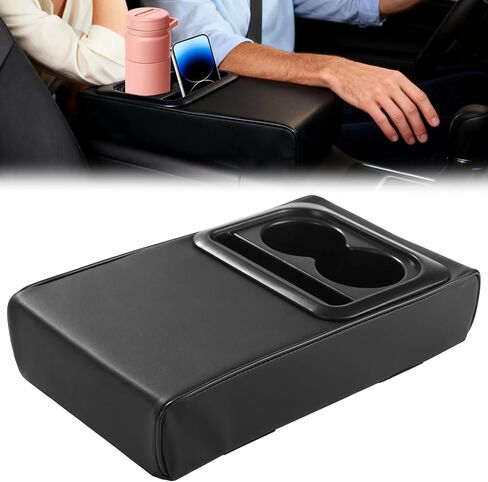 OMISTAR Car Armrest Storage Box - Car Center Console Armrest Pillow with Dual Cup Holders, Universal Memory Foam Car Armrest Cushion for Comfortable Elbow Support, Cellphone Storage 13.8x7.9x3.0 in in Saudi Arabia
