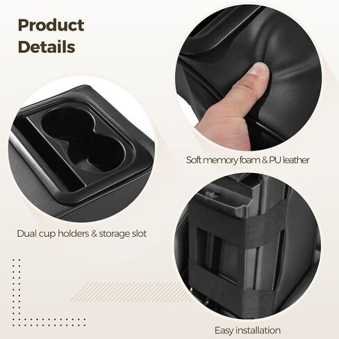 OMISTAR Car Armrest Storage Box - Car Center Console Armrest Pillow with Dual Cup Holders, Universal Memory Foam Car Armrest Cushion for Comfortable Elbow Support, Cellphone Storage 13.8x7.9x3.0 in in Saudi Arabia