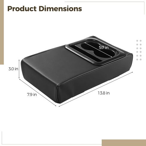 OMISTAR Car Armrest Storage Box - Car Center Console Armrest Pillow with Dual Cup Holders, Universal Memory Foam Car Armrest Cushion for Comfortable Elbow Support, Cellphone Storage 13.8x7.9x3.0 in in Saudi Arabia