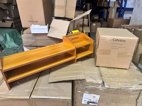 Catekro Monitor Stand Riser, 2 Tiers Wood Monitor Riser Stand with Storage Organizer, Multi-Purpose Desktop Organizer Riser for Computer,Laptop,Printer(Brown) in Kuwait