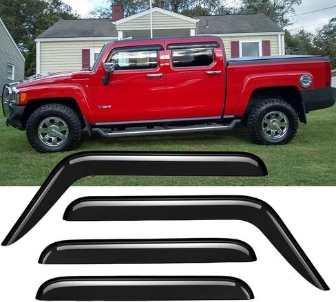 4 قطع أصلية من عاكس الرياح لنافذة التهوية متوافق مع 2005-2009 هامر H3، ظلال حماية من المطر والدخان الداكن والشمس والثلج، وشريط مقاوم للشمس على واقي النافذة الجانبية 94501 in Kuwait