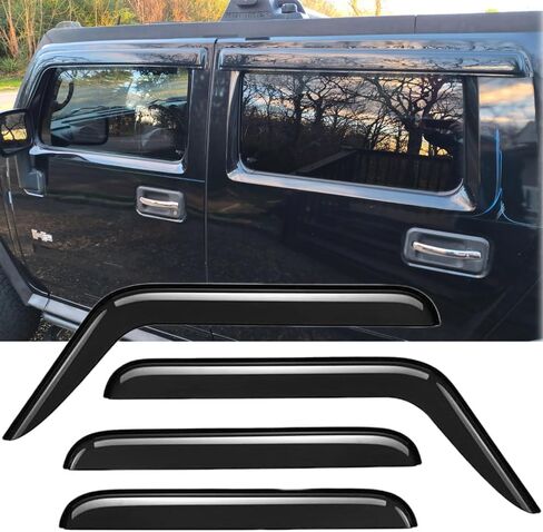 4 قطع أصلية من عاكس الرياح لنافذة التهوية متوافق مع 2005-2009 هامر H3، ظلال حماية من المطر والدخان الداكن والشمس والثلج، وشريط مقاوم للشمس على واقي النافذة الجانبية 94501 in Kuwait