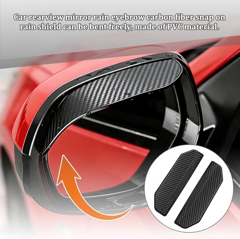 HZEL 2PCS Car Side Mirror Visor Rain Guards, Carbon Fiber Vehicle Rear View Mirror Rain Shield Cover, Automotive Exterior Rearview Visor Eyebrow Protector, Universal for SUV Van Truck in Saudi Arabia