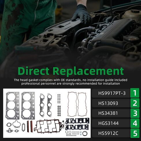 Head Gasket Set, for Buick Lacrosse/Allure/Lesabre/Park Avenue/Regal/Riviera, for Chevy Impala/Lumina, for Oldsmobile 88/Intrigue/LSS/Regency, for Pontiac Bonneville/Grand Prix, 3.8L, 97-05 in Saudi Arabia