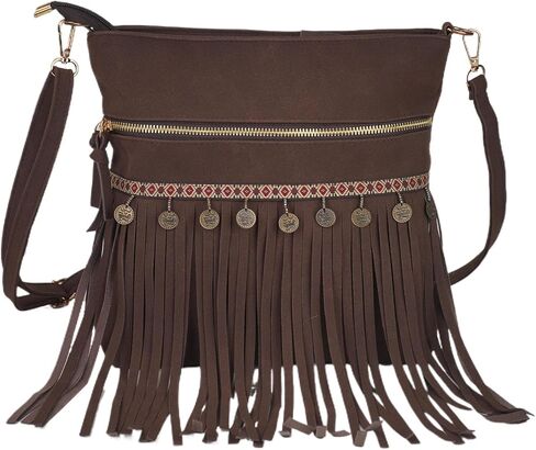 Women's Fringe Crossbody Bag, Vegan Leather Purse with Detachable Strap, Boho Handbag for Concert & Daily Use in Saudi Arabia