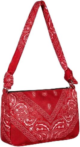 Bandana Purse Bags Western Paisley Printed Red Crossbody Bags with Zipper Closure for Western Cowboy Cowgirl Birthday Party in Saudi Arabia