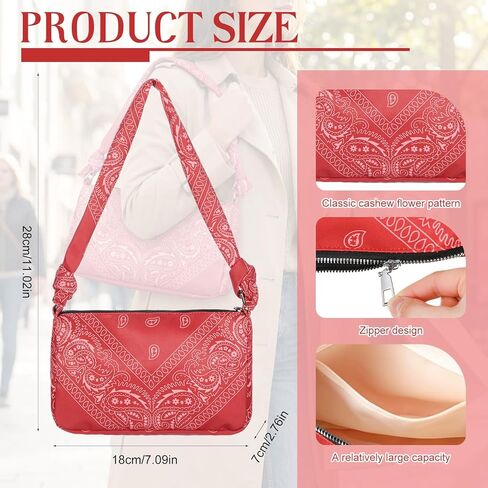 Bandana Purse Bags Western Paisley Printed Red Crossbody Bags with Zipper Closure for Western Cowboy Cowgirl Birthday Party in Saudi Arabia