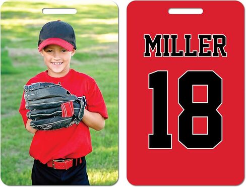 Custom Sports Bag Tag | Your Own Photo, Player Name + Number, Team Colors | Personalized Bag Tag for Baseball Basketball Softball Football Hockey Soccer Golf Volleyball Cheerleading Dance Gymnastics in Saudi Arabia
