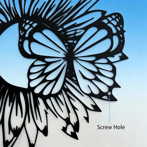 SonnTonn Sunflower Butterfly Metal Wall Art, Indoor Home Wall Sculpture for Living Room, Bedroom, Outdoor Garden Decor for Patio (11.8"x11.8" / 30x30cm) in Saudi Arabia