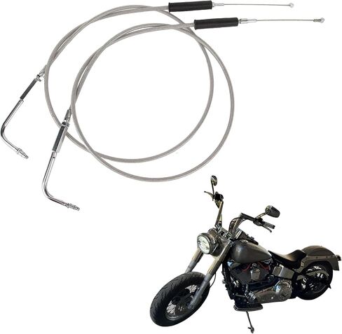 PSLER 42 Inch Stainless Steel Throttle Cable and Idle Cable Set, Motorcycle Throttle Idle Cable Kit, Throttle Housing for FXST FLST XL 1996-Later, FXD FLT 1999-2017, Replace 56579-02A, ELV70-0300-AIC in Saudi Arabia