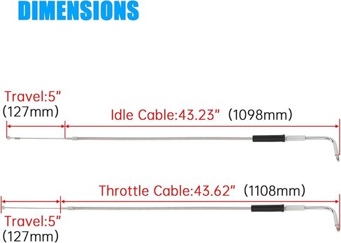 PSLER 42 Inch Stainless Steel Throttle Cable and Idle Cable Set, Motorcycle Throttle Idle Cable Kit, Throttle Housing for FXST FLST XL 1996-Later, FXD FLT 1999-2017, Replace 56579-02A, ELV70-0300-AIC in Saudi Arabia