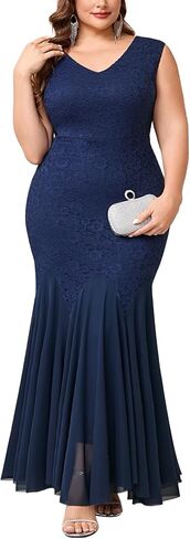 بالإضافة إلى حجم الدانتيل الرسمي فستان ماكسي مثير مع حورية البحر شبكة الخامس الرقبة قبالة الكتف فستان الزفاف كوكتيل مساء ثوب in Kuwait