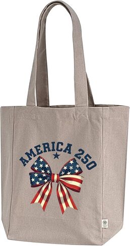 Trenz Shirt Company Patriot Pride Canvas Tote Bag – America 250 Graphic with Flag Bow & Stars Design in Saudi Arabia