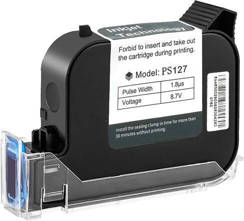 طابعة Phezer PC12 المحمولة الصغيرة النافثة للحبر بارتفاع 12.7 مم/0.5 بوصة لرمز الاستجابة السريعة QRCode وتاريخ الوقت ورقم الشعار مطبوع على القماش الخشبي والكرتون الزجاجي والبلاستيك على أي سطح، مع 25 لغة (PC12) in Kuwait