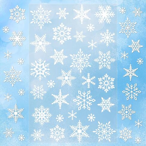 JarThenaAMCS 10 Sheets Clear Winter Stickers White Snowflake Envelope Seal Stickers Christmas Self Adhesive Label Decals for Xmas Holiday Craft Scrapbook Card Gift, 300Pcs in Saudi Arabia