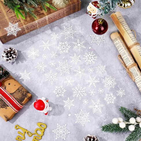 JarThenaAMCS 10 Sheets Clear Winter Stickers White Snowflake Envelope Seal Stickers Christmas Self Adhesive Label Decals for Xmas Holiday Craft Scrapbook Card Gift, 300Pcs in Saudi Arabia