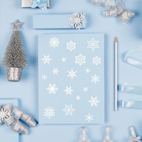 JarThenaAMCS 10 Sheets Clear Winter Stickers White Snowflake Envelope Seal Stickers Christmas Self Adhesive Label Decals for Xmas Holiday Craft Scrapbook Card Gift, 300Pcs in Saudi Arabia