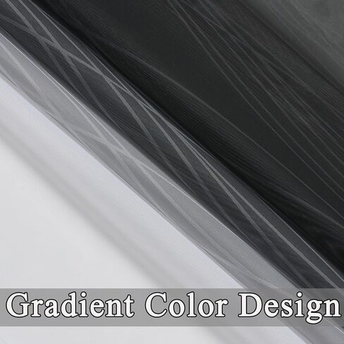 Estelar Textiler ستائر شبه شفافة باللونين الأبيض والأسود بطول 84 بوصة لغرفة المعيشة، خفيفة الوزن لمعالجة النوافذ وتصفية الضوء بحلقة معدنية متدرجة لغرفة النوم، 52 عرضًا × 84 طولًا، لوحتان in Kuwait