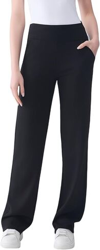 Tall Women’s Wide Straight Leg Lounge Pants, High Waisted Stretch Yoga Workout Pants with Pockets, 30" 32" 34" 36" Inseam in Saudi Arabia