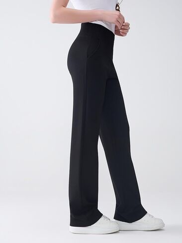 Tall Women’s Wide Straight Leg Lounge Pants, High Waisted Stretch Yoga Workout Pants with Pockets, 30" 32" 34" 36" Inseam in Saudi Arabia