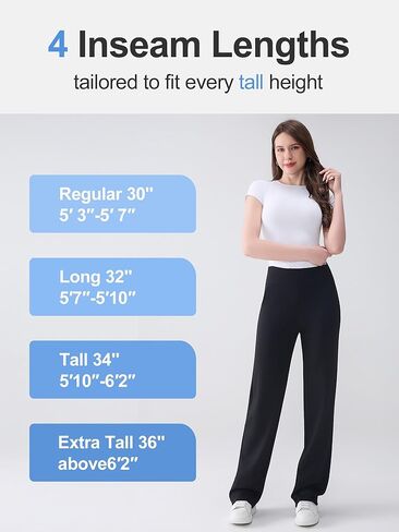 Tall Women’s Wide Straight Leg Lounge Pants, High Waisted Stretch Yoga Workout Pants with Pockets, 30" 32" 34" 36" Inseam in Saudi Arabia