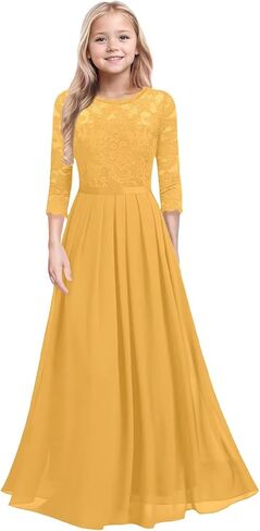 الدانتيل فساتين وصيفة الشرف جونيور الشيفون زهرة بنات فساتين لحضور حفل زفاف ثوب المسابقة in Kuwait