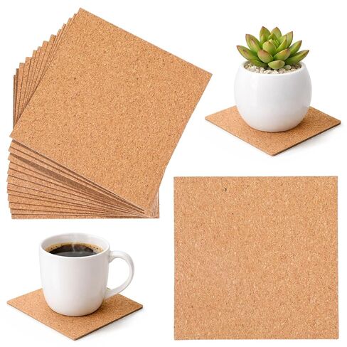 30 Pcs Self-Adhesive Cork Sheets, 3.5"x 3.5" Square Cork Coasters & Mats with Strong Adhesive Backing, Mini Wall Board for DIY Coasters and DIY Crafts Corks Board Squares, Corks Tiles in Saudi Arabia