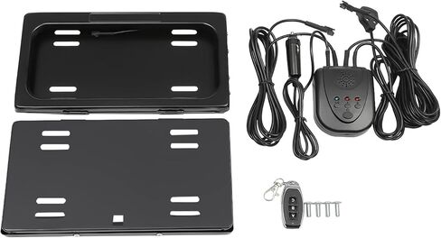 1 حزمة لوحة الترخيص الأمامية قوس حامل الإطار العلامة العالمية سحب إلى أسفل الأمامي/الخلفي إطار لوحة الترخيص الكهربائية حامل لوحة الترخيص لسيارة شاحنة فان سيارات الدفع الرباعي مع جهاز التحكم عن بعد in Kuwait