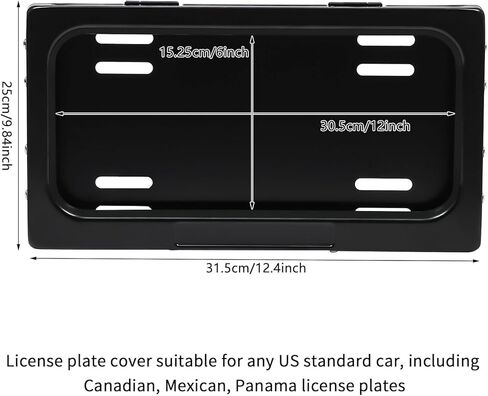 1 حزمة لوحة الترخيص الأمامية قوس حامل الإطار العلامة العالمية سحب إلى أسفل الأمامي/الخلفي إطار لوحة الترخيص الكهربائية حامل لوحة الترخيص لسيارة شاحنة فان سيارات الدفع الرباعي مع جهاز التحكم عن بعد in Kuwait