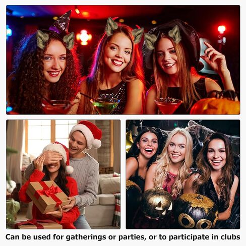 4 Pcs Faux Fur Cat Fox Wolf Ear and Tail Paw Gloves Set Furry Costume Funny Gifts Halloween Christmas for Adult,Men and Women Costume Accessories,Grass Yellow in Saudi Arabia