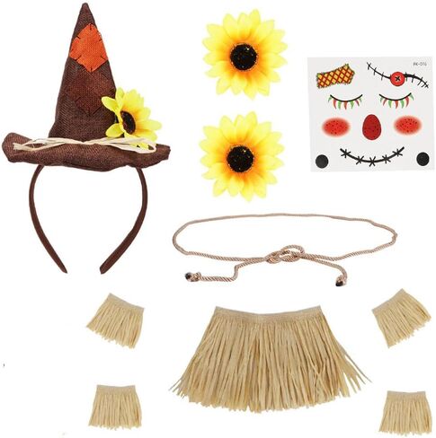 Lunaryvo Mini Scarecrow Hat Headband For Adults, With Faux Straw Kit Face Decals Halloween Harvest Costume,10pcs in Saudi Arabia