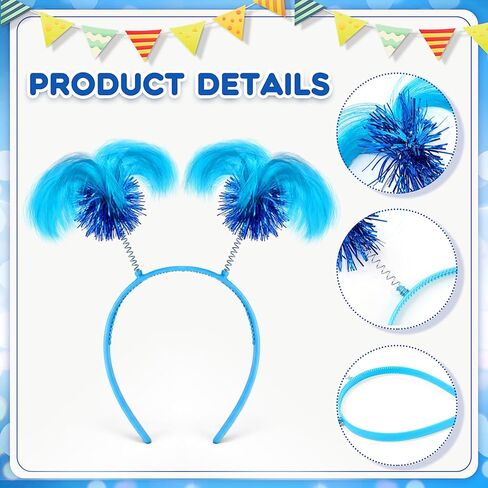 6 Pcs Multicolor Pom Pom Headband Tinsel Ponytail Headband Fun Feather Head Bopper for Carnival Easter Party in Kuwait