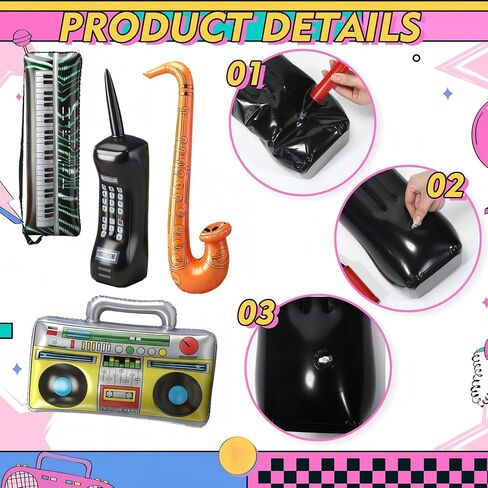 29 Pcs 80s 90s Neon Party Favors Accesorries Set Include Glasses Earrings Headband Wristbands Leg Warmers Hair Scrunchies Musical Inflatable Props for Women 80s 90s Party Decoration Supplies in Saudi Arabia