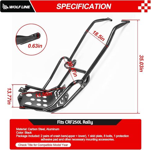 Motorcycle Engine Guard Crash Bar with Skid Plate for CRF250L Rally 2017 2018 2019 2020 Highway Bar Bumper in Kuwait