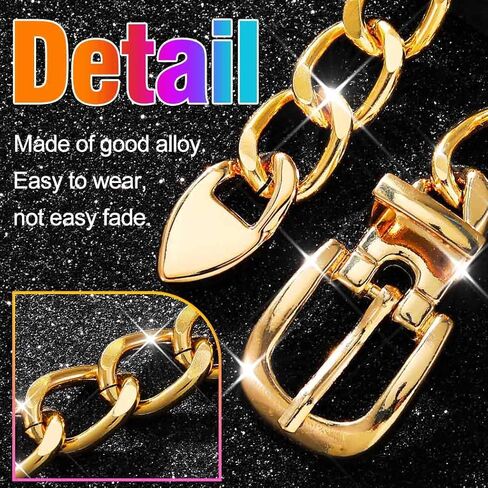 Nicute Gold Chunky Choker Necklace Cuban Link Chain Thick Belt Chain Necklace for Women (Gold) in Saudi Arabia