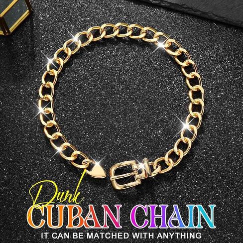 Nicute Gold Chunky Choker Necklace Cuban Link Chain Thick Belt Chain Necklace for Women (Gold) in Saudi Arabia