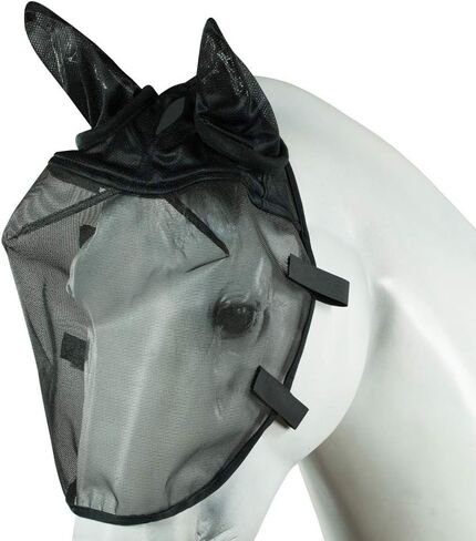 Horze Easy-Attach Bridle Insect and Fly Mask with Ear and Eye Protection - Black - L in Saudi Arabia