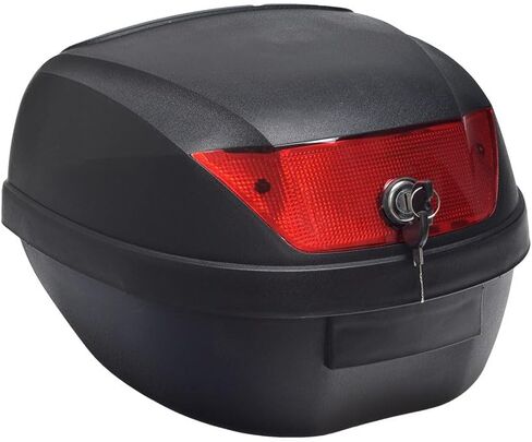 AlveyTech Rear Top Case Small Scooter Trunk - Replacement Black Plastic Rear Vehicle Box, Helmet Holder, Secure Storage Part, for 50cc/250cc Vespas, Moped, Mobility E-Scooter, Motorcycle, DIY Install in Saudi Arabia