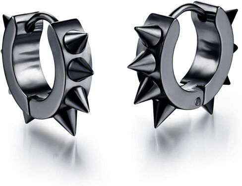 Goth Rivet Awl Spike Huggies Piercing Hoop Earrings for women, Hoop Earrings Huggie Ear Piercings Jewelry, Stainless Steel Punk Stud Earrings Hypoallergenic in Saudi Arabia