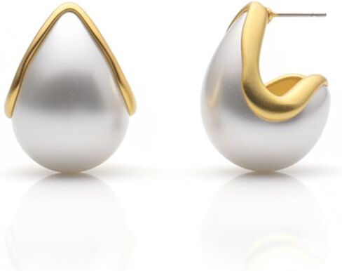 العتيقة مات مطلية بالذهب مكتنزة هوب الأقراط الأساسية للنساء فو اللؤلؤ بيان دوب الأطواق الأقراط in Kuwait