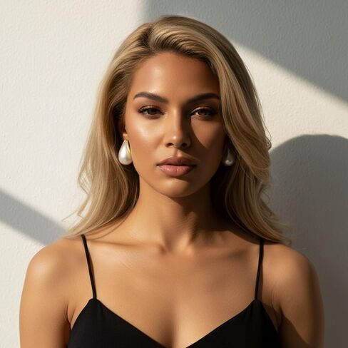 العتيقة مات مطلية بالذهب مكتنزة هوب الأقراط الأساسية للنساء فو اللؤلؤ بيان دوب الأطواق الأقراط in Kuwait