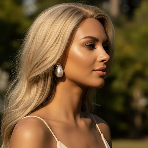 العتيقة مات مطلية بالذهب مكتنزة هوب الأقراط الأساسية للنساء فو اللؤلؤ بيان دوب الأطواق الأقراط in Kuwait