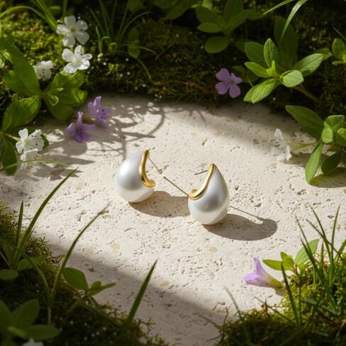 العتيقة مات مطلية بالذهب مكتنزة هوب الأقراط الأساسية للنساء فو اللؤلؤ بيان دوب الأطواق الأقراط in Kuwait