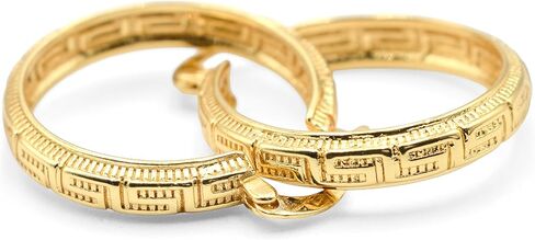 1 Inch Greek Key Yellow Gold Plated Hoop Earrings in Kuwait