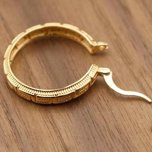 1 Inch Greek Key Yellow Gold Plated Hoop Earrings in Kuwait