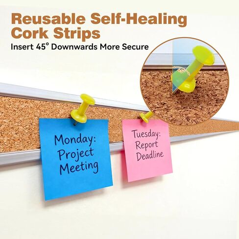 LILXIU 5 PCS Aluminum Trim Cork Board Strips for Walls 45.66 * 1.18 Inch Cork Strips Bulletin Bar Strip with Accessories Bulletin Board Strip for Home Office Classroom Decor in Kuwait