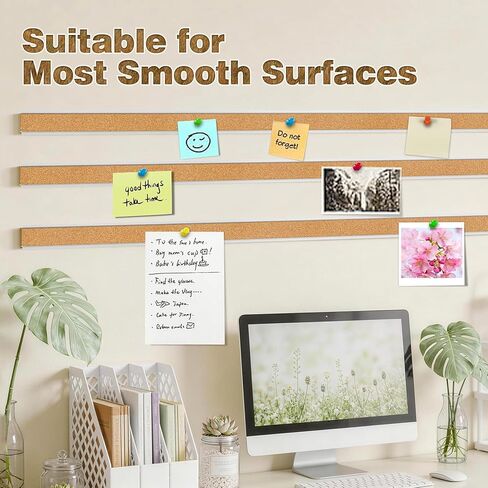 LILXIU 5 PCS Aluminum Trim Cork Board Strips for Walls 45.66 * 1.18 Inch Cork Strips Bulletin Bar Strip with Accessories Bulletin Board Strip for Home Office Classroom Decor in Kuwait