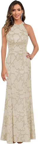 Halter Floral Mother of the Bride Dress Long Lace Mermaid Formal Evening Gown for Wedding in Kuwait