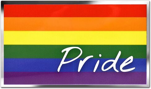 ملصق فاخر بعلم فخر قوس قزح LGBTQ+ (3.75 بوصة × 2.25 بوصة) | ملصق معدني لامع مناسب لجميع الأحوال الجوية للسيارة، وزجاجة المياه، والكمبيوتر المحمول، والكمبيوتر اللوحي، والمبرد، والصدمات، والهاتف والمزيد in Kuwait